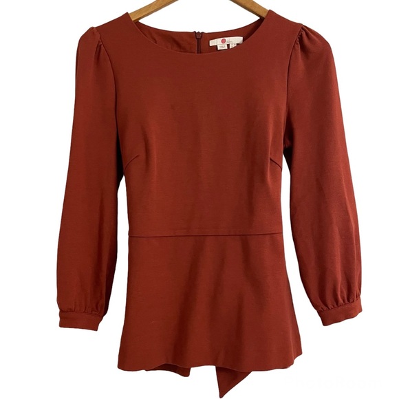 Boden Tops - Boden Rusty Red Orange Long Sleeve Tie Back Top